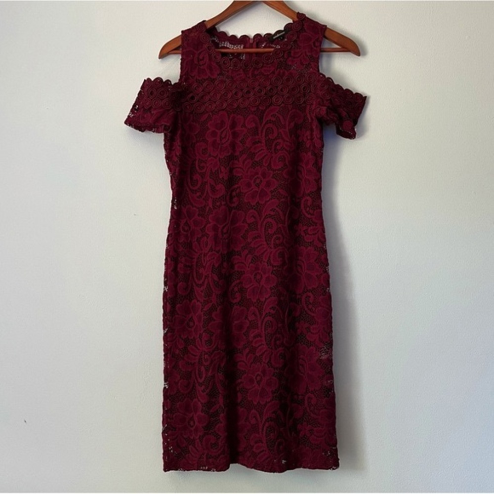 Ambiance dress maroon floral off the shoulder
